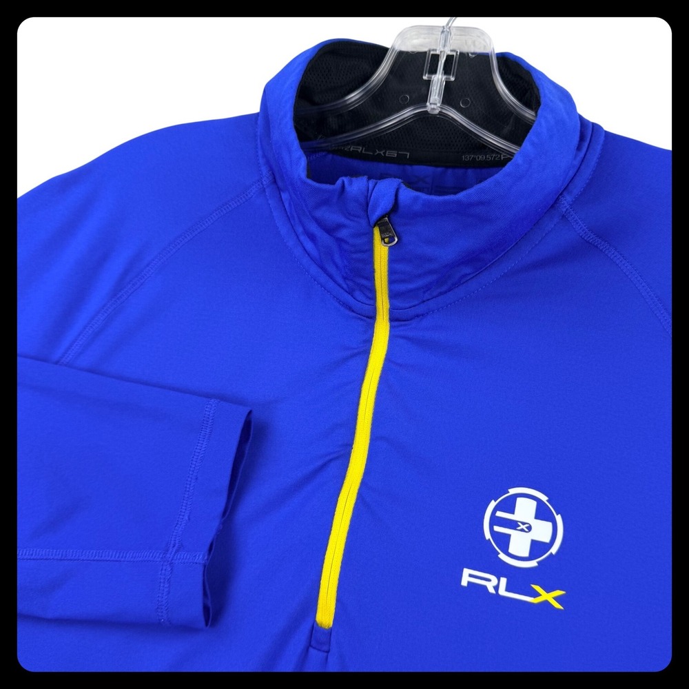 RLX Ralph Lauren 1/4 Zip Pullover Men XL Blue Performance Stretch Mock Neck Golf